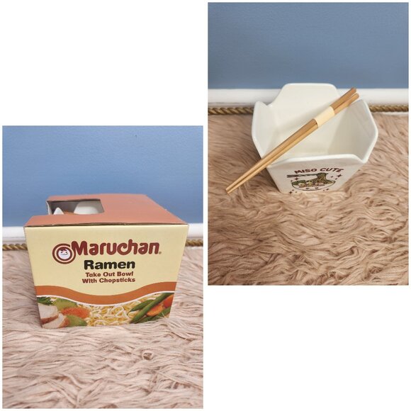 NIB MARUCHAN "MISO CUTE" TAKE OUT RAMEN BOWL & CHOPSTICK SET - Picture 2 of 3